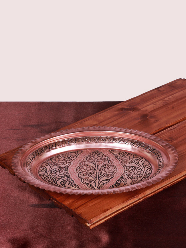 Kashmiri Copper Serving Tray: Handcrafted Elegance for Dining