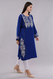 Royal Blue Kashmiri Pheran with Elegant Aari Embroidery