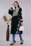 Black Kashmiri Pheran with Grey & Moonstone Blue Aari Embroidery