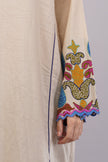 Cream Kashmiri Pheran with Vibrant Aari Embroidery and Matching Shawl