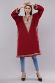 Crimson Red Kashmiri Pheran with Silver Zari Embroidery