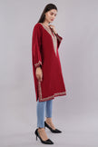 Crimson Red Kashmiri Pheran with Silver Zari Embroidery