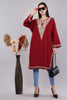 Crimson Red Kashmiri Pheran with Silver Zari Embroidery