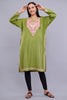 Elegant Lime Green Kashmiri Pheran with Aari Embroidery