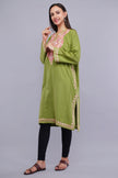 Elegant Lime Green Kashmiri Pheran with Aari Embroidery