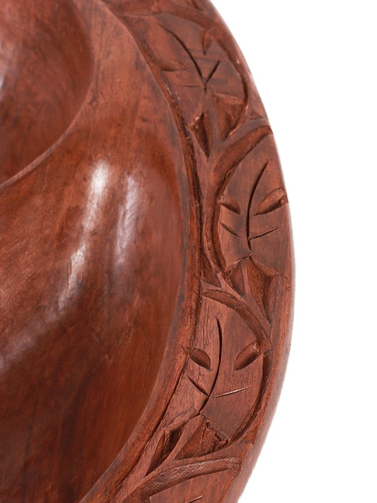 Dual-Compartment Handcrafted Walnut Wood Bowl - Hamiast