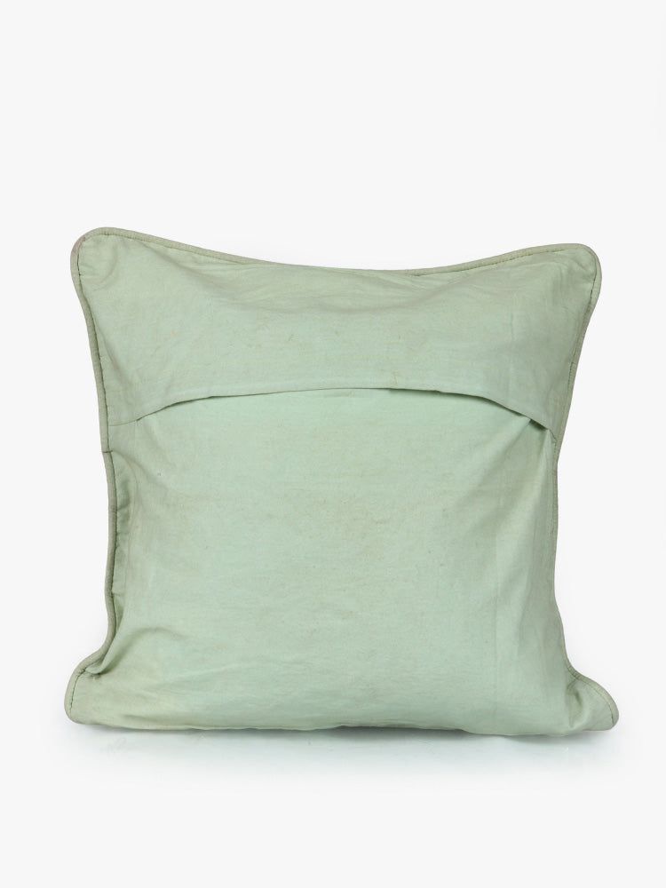 Elegant Crewel Embroidery Serenity Cushion Cover in Soothing Sage - Hamiast