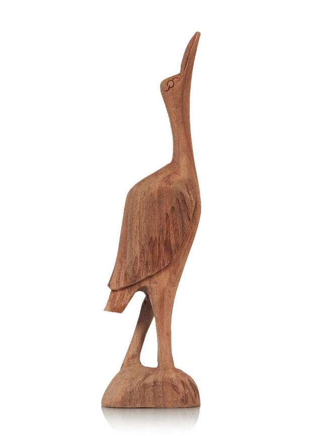 Elegant Handcrafted Beak Up Bird Walnut Wood Sculpture - Hamiast