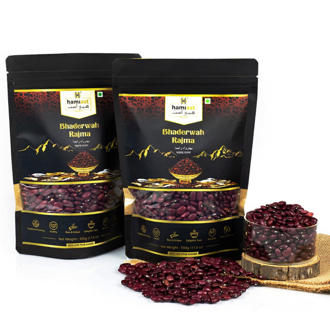 Hamiast Premium Bhaderwah, Jammu Rajma Rare, Natural and Traditional 1 Kg (500g Pack of 2), Grown at 5290 Ft, Limited Produce - Hamiast