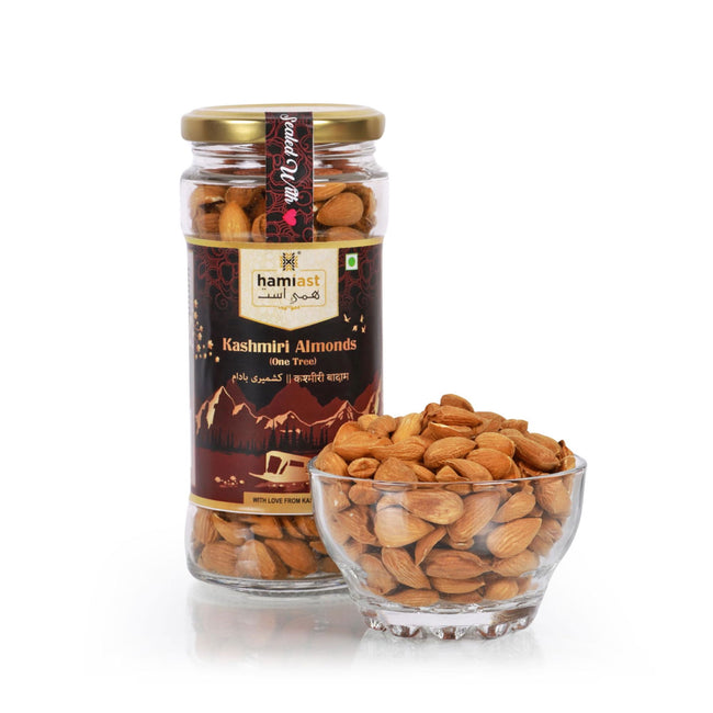 Hamiast Premium Kashmiri Almonds (Mamra) Rare, Healthy, Oil Rich, One Tree Almond Kernels -200g - Hamiast