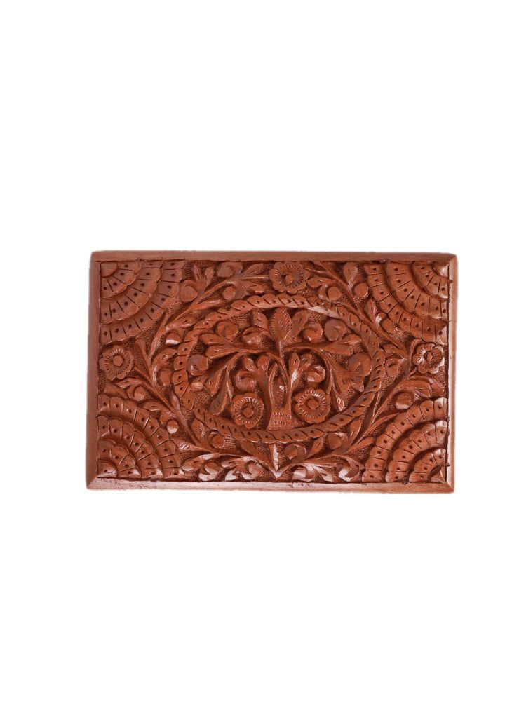 Hand-Carved Kashmiri Walnut Jewelry Box - Hamiast