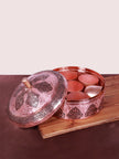 Handcrafted Chinar Designed Copper Spice Container - Hamiast