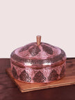 Handcrafted Chinar Designed Copper Spice Container - Hamiast