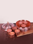 Handcrafted Chinar Designed Copper Spice Container - Hamiast