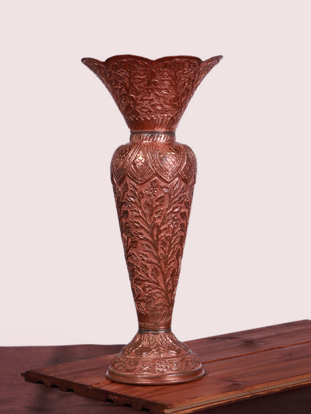 Handcrafted Petal Design Copper Vase - Hamiast