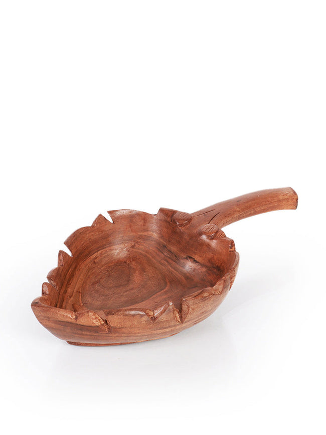 Handcrafted Walnut Wood Leaf-Shaped Serving Bowl - Hamiast