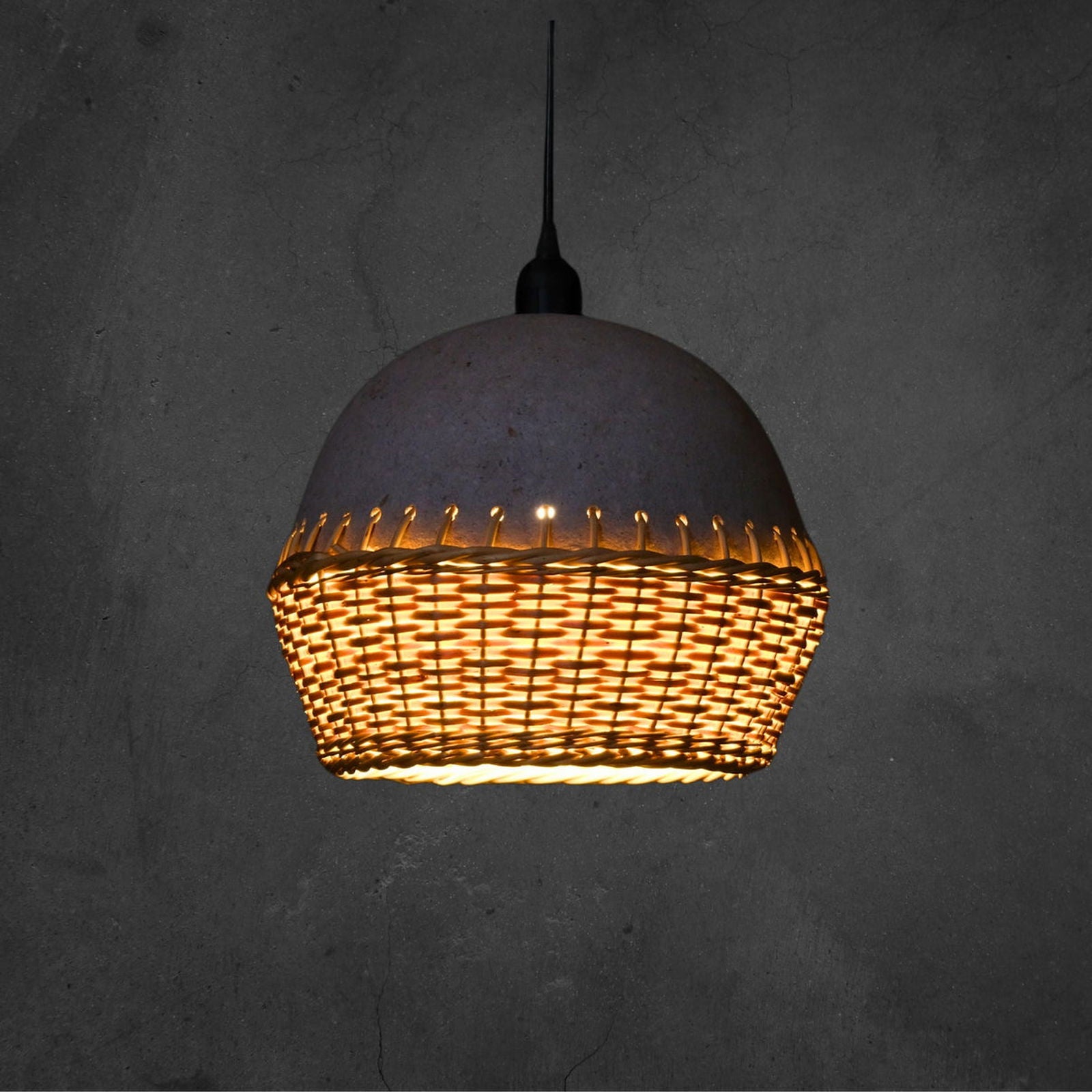 Hobbab-Pendant Lamp: A Kashmiri Willow Wicker and Papier-Mâché Delight - Hamiast