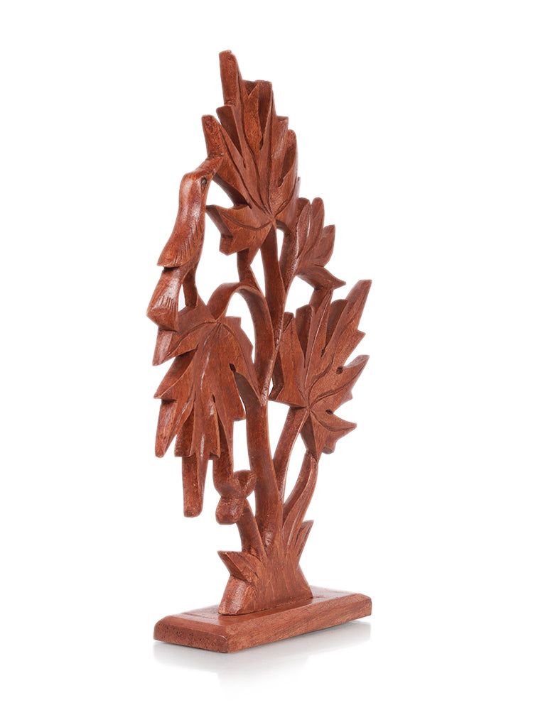 Kashmir Walnut Wood Chinar Tree and Bird Table Accent - Hamiast