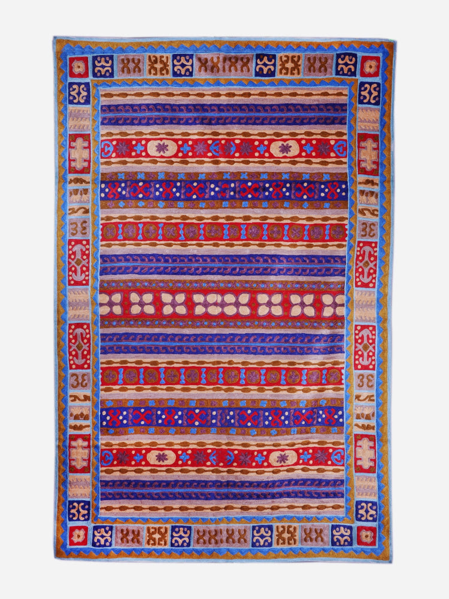 Kashmiri Royal Manuscript Silk Chain Stitch Handmade Rug - Hamiast