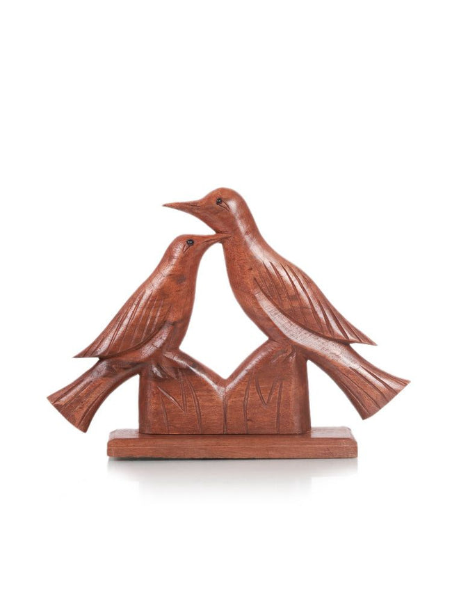 Kashmiri Walnut Wood Bird Pair Table Accent - Hand carved - Hamiast