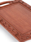 Luxurious Kashmiri Chinar Leaf Hand-carved Walnut Serving Tray - Hamiast