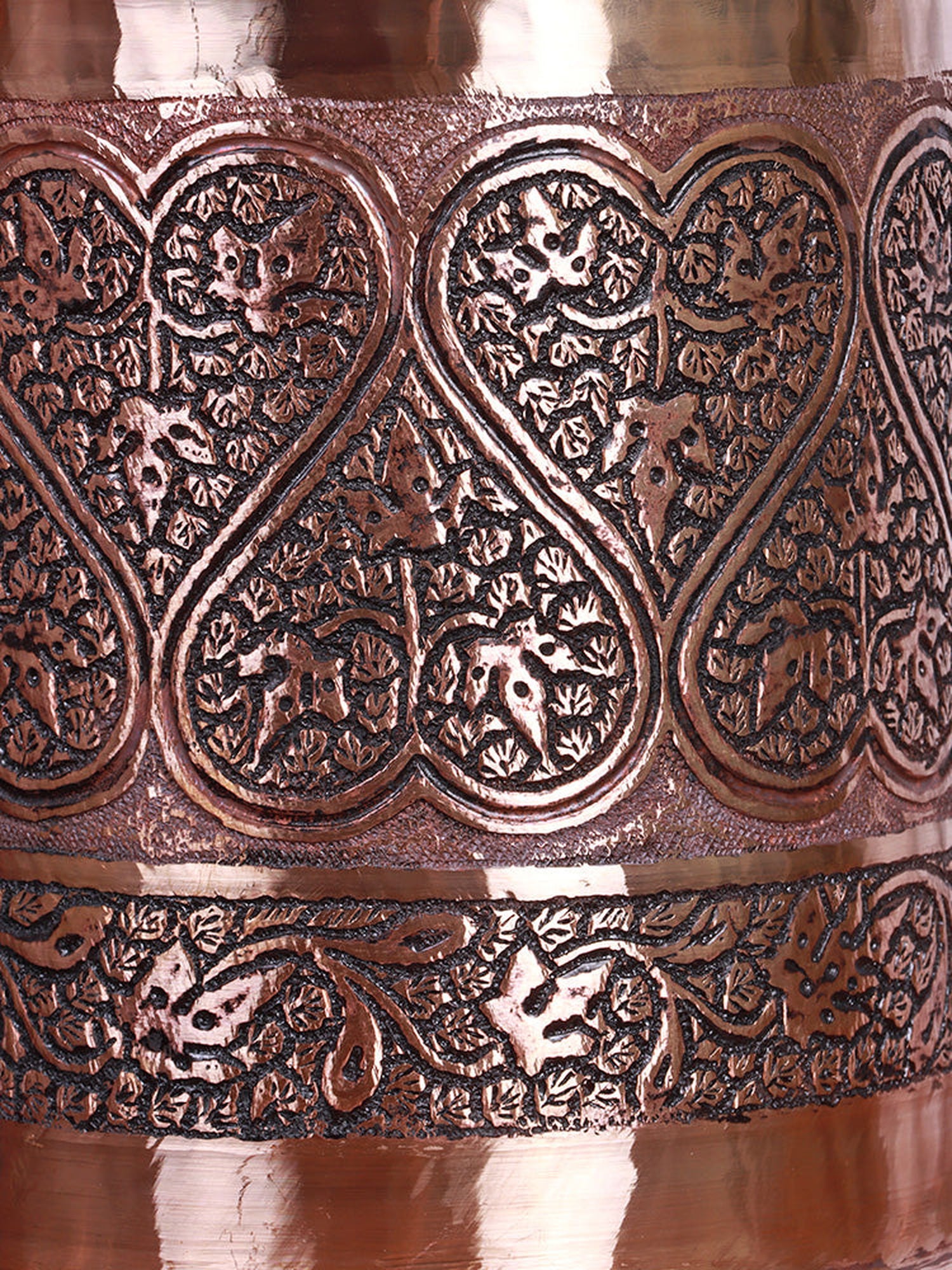 Kashmiri Copperware: Handcrafted Water/Milk Pot with Heart Motif - Hamiast