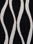 Modern Monochrome Waves Handcrafted Kashmiri Chain Stitch Cushion Cover - Hamiast