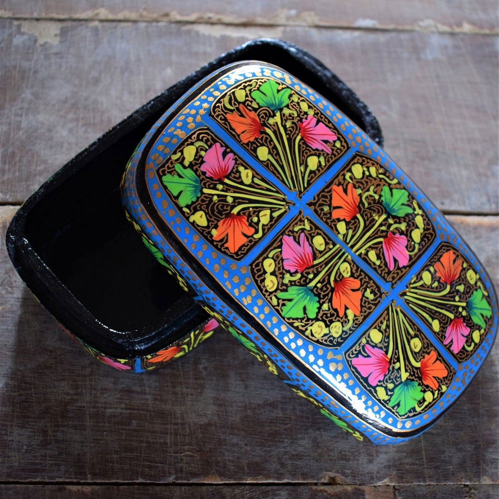 Kashmiri Papier-Mâché Floral Panel Meter/Multi-Purpose Jewelry Box - Hamiast