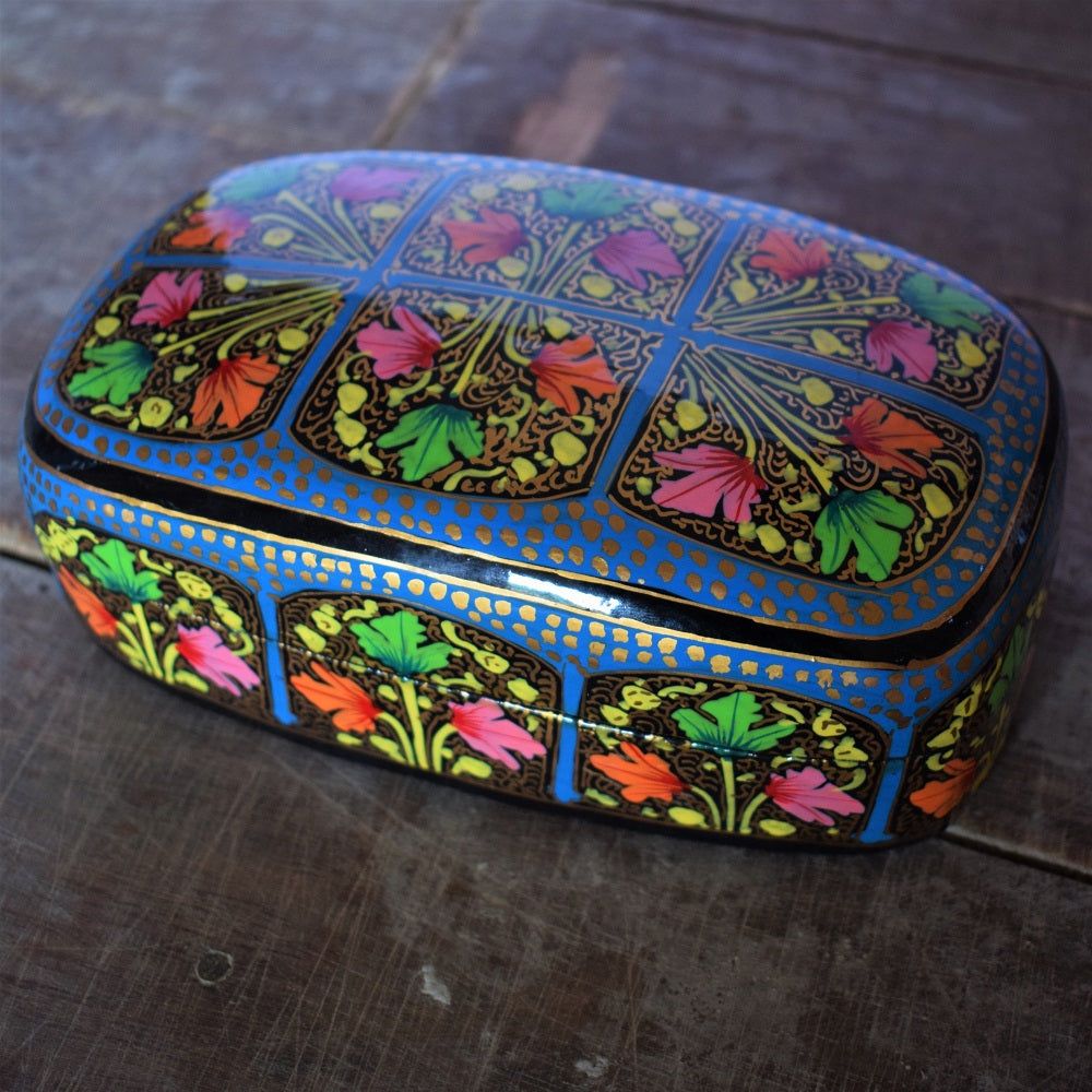 Kashmiri Papier-Mâché Floral Panel Meter/Multi-Purpose Jewelry Box - Hamiast